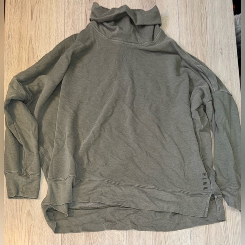 PINK Victoria's Secret Green cowl neck turtle neck sweater sweatshirt